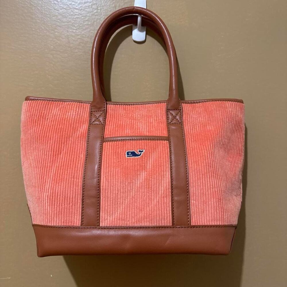 Vineyard vines coral corduroy tote